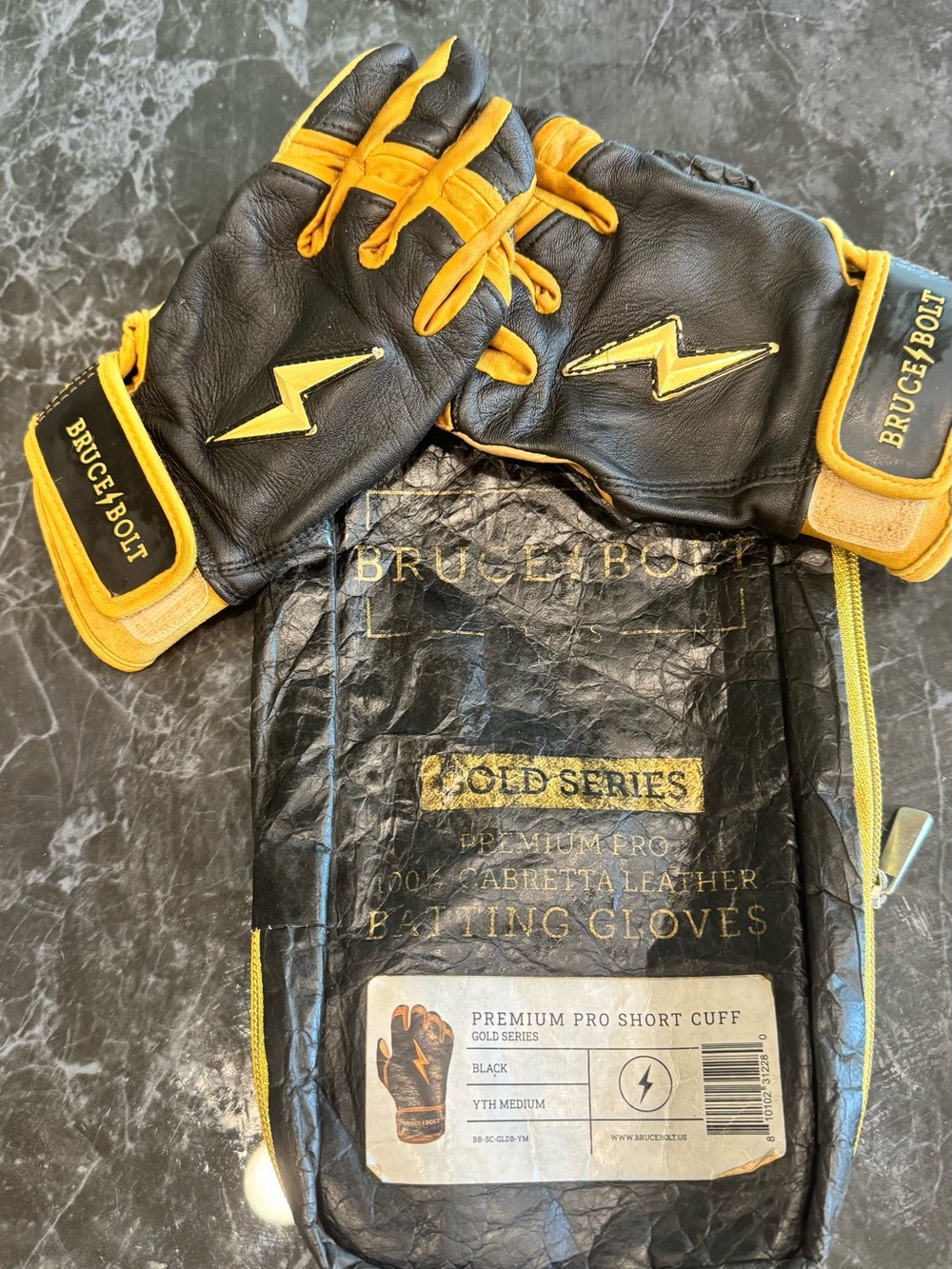 Bruce Bolt Youth Premium Pro Short Cuff GOLD SERIES Leather Baseball gloves